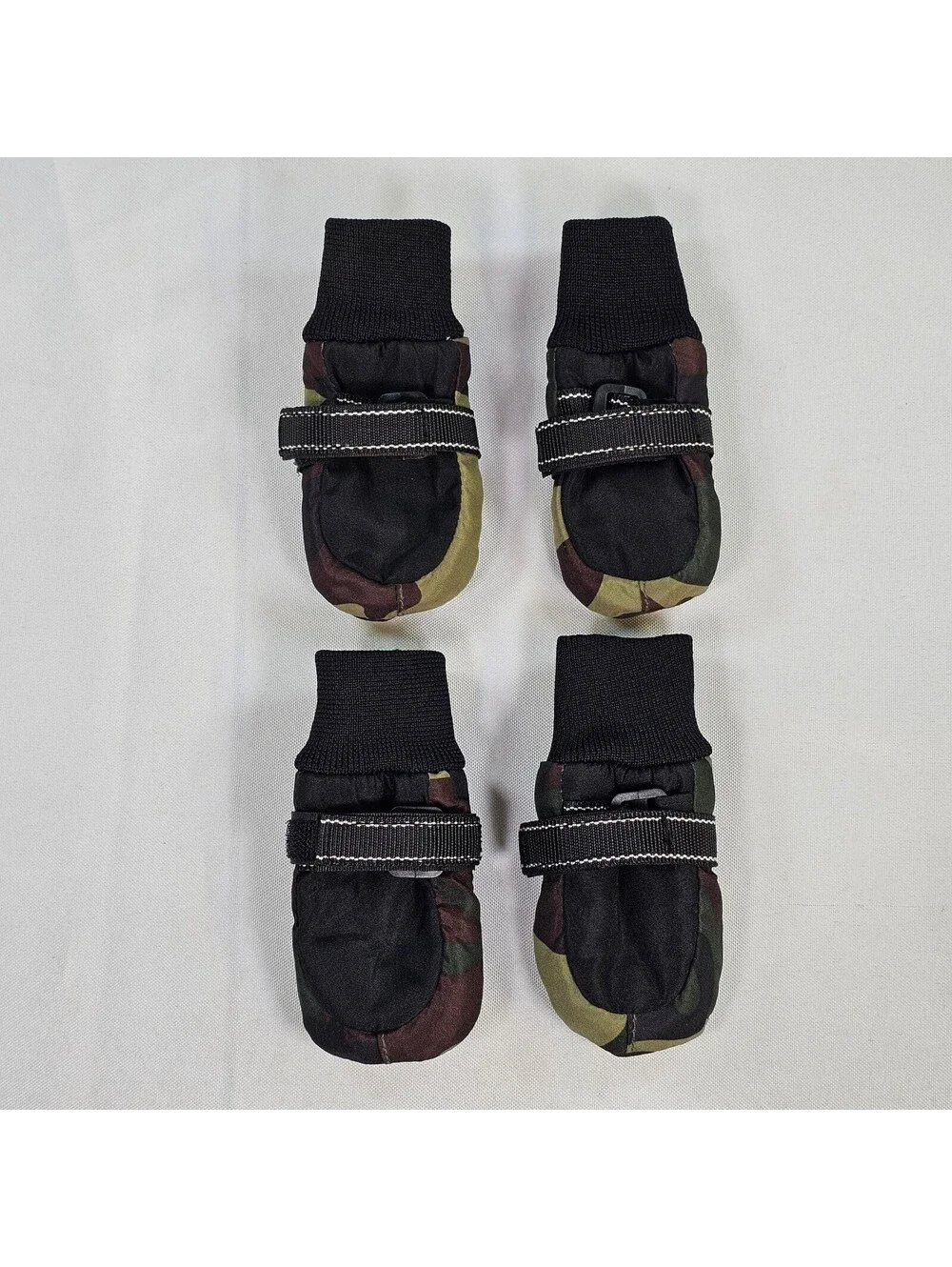 Camo Dog Boots Reflective Adjustable Strap Paw Protectors Set of 4 Black Green